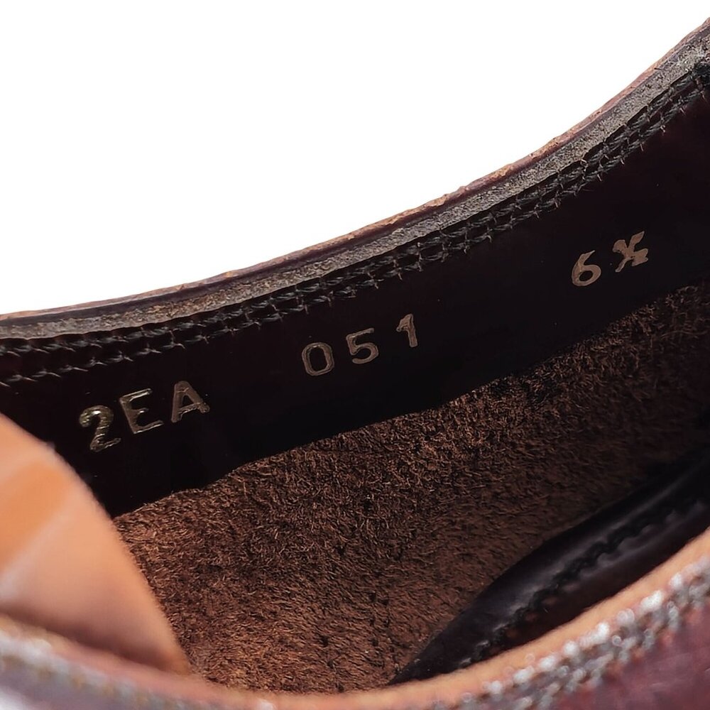 Prada Italy Mens 7.5 Distressed Brown Leather Wingtip Derby Oxfords Dress Shoes - Picture 8 of 13